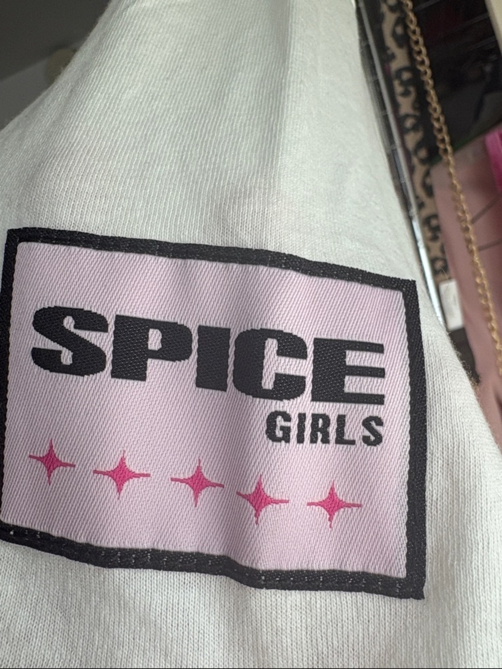 Spice Girls Graphic Tee crop top white White with Pink & Black Y2K - Picture 2 of 5